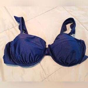 *2/$20* Time And Tru Dark Blue Bikini Ruffled Top Women's 2X